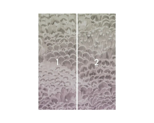 Behangpatroon met verenmotief, twee banen naast elkaar