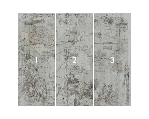 Driedelig fotobehang met wereldkaartmotief