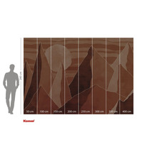 Komar fotobehang met bergmotief en maataanduidingen.