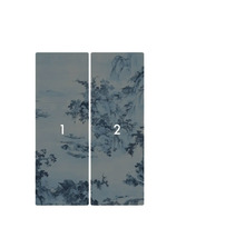 Behang met landschapsmotief, bestaande uit twee banen