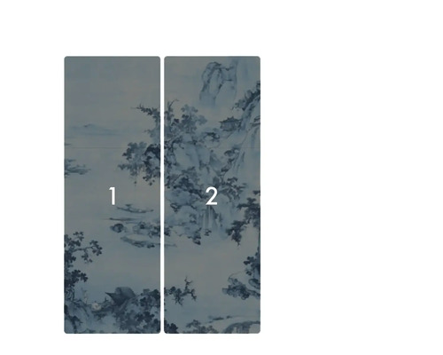 Behang met landschapsmotief, bestaande uit twee banen