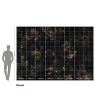 Behang met bloemmotief en maataanduidingen