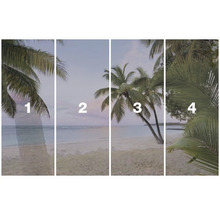 Vierdelig strandmotief met palmen