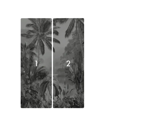 Muurdecoratie met jungle motief, bestaande uit twee delen.