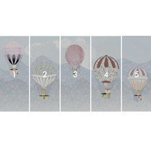 Fotobehang met luchtballonnen en dierenmotieven
