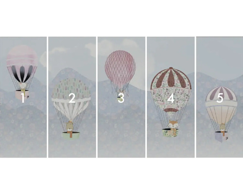 Fotobehang met luchtballonnen en dierenmotieven