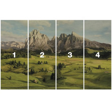 Vierdelige muurschildering met berglandschap