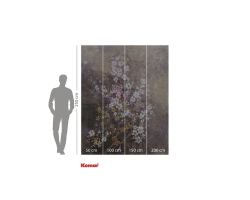 Behang met bloemmotief en maataanduiding