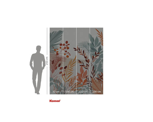 Fotobehang met botanisch patroon en maataanduidingen