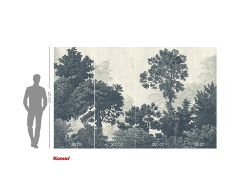 Fotobehang met bosmotief en maataanduidingen