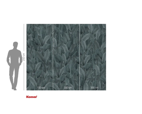 Fotobehang met bladerenmotief en maatgegevens