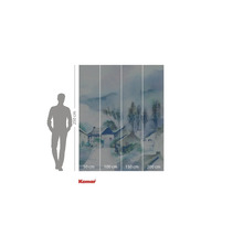 Fotobehang met aquarel schilderij van een dorp, afmetingen 250 x 200 cm