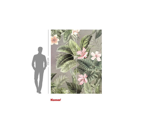 Fotobehang met tropische planten en bloemen, afmetingen 250 x 200 cm