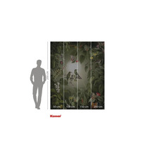 Komar fotobehang met vogel- en plantmotief, afmetingen worden weergegeven