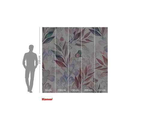 Fotobehang met bladeren en bloemen, afmetingen 250 bij 250 centimeter