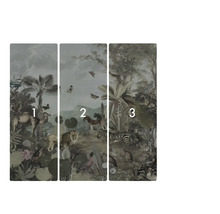 Driedelig fotobehang met jungle thema en dieren