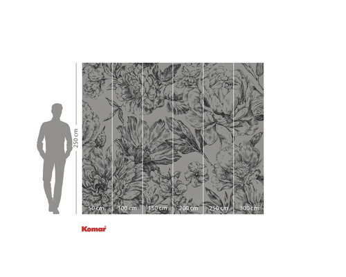 Fotobehang met bloemmotief en maataanduidingen