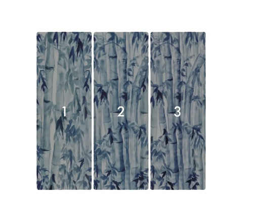 Driedelig fotobehang met bamboepatroon