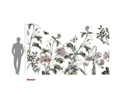 Fotobehang met bloemmotief en vlinders voor wanddecoratie