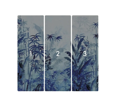 Behang met plantmotief, bestaande uit drie banen