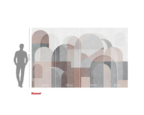 Komar fotobehang met abstract boogpatroon en maatvoering