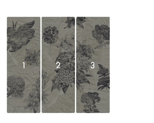 Behang met bloemmotief, driedelig