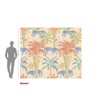 Komar fotobehang met jungle motief, palmen, luipaarden en vogels