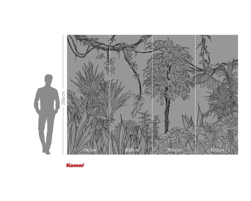 Fotobehang met jungle motief en maataanduidingen