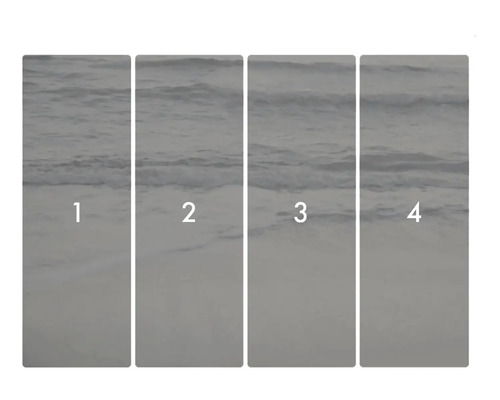 Fotobehang met zeethema, bestaande uit vier delen, genummerd van één tot vier.