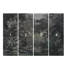 Vierdelig behang met bosmotief