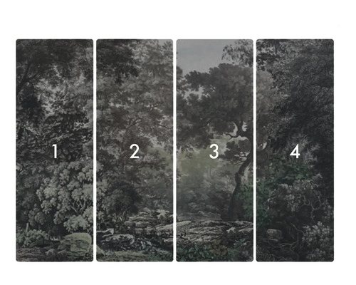 Vierdelig behang met bosmotief