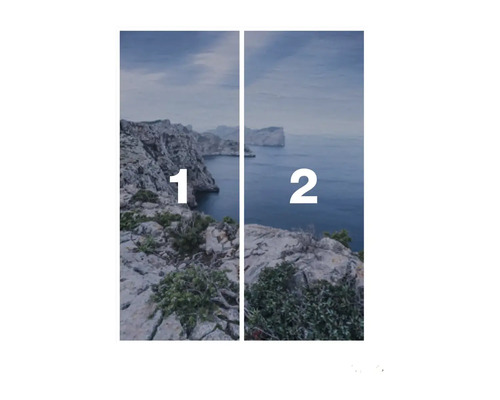 Tweeluik landschapsafbeelding met zeezicht en rotskust