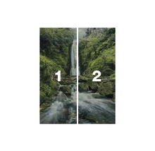 Fotobehang met waterval- en bosmotief, bestaande uit twee delen
