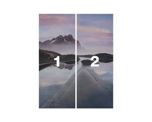Fotobehang met berglandschapmotief, bestaande uit twee delen