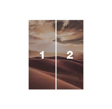 Wandafbeelding met woestijnthema, bestaande uit twee delen