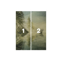 Tweedelig deurbehangmotief met bos- en zeegezicht