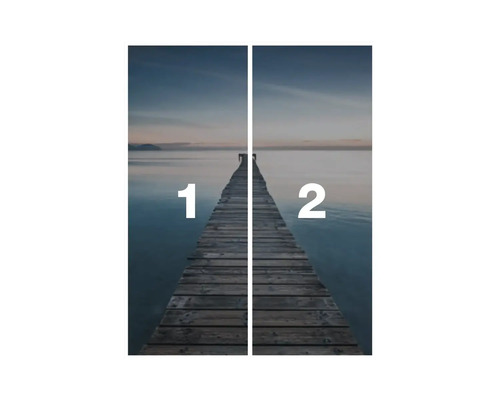 Fotobehang met steiger-motief, bestaande uit twee delen