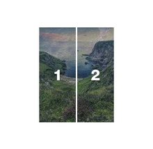 Fotobehang met kustmotief, bestaande uit twee delen.