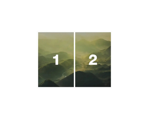 Tweedelig landschapsbeeld met bergen