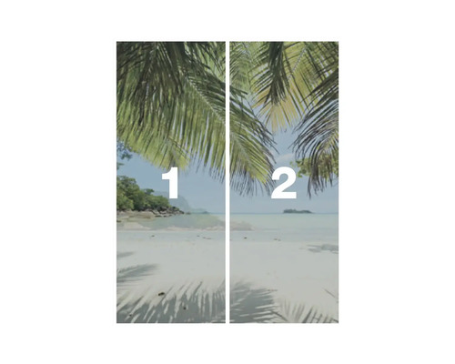 Fotobehang met strandmotief, bestaande uit twee delen