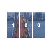 Driedelige brugfoto verdeeld in drie segmenten.