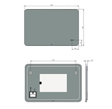 Technische tekening van een rechthoekige spiegel met afmetingen