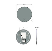 Technische tekening van een ronde spiegel met maatvoering