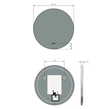 Technische tekening van een ronde spiegel met de afmetingen 800, 400 en 44 millimeter.