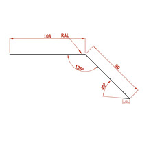 Technische tekening van een profiel met afmetingen en hoeken