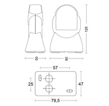 Technische tekening van een beugel met afmetingen