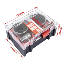 Partfield gatenzaag set in transparante doos met maatvoering