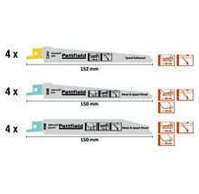 Pattfield reciprozaagblad set voor hout en metaal, verschillende maten, 12 stuks