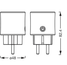 Afbeelding van een adapter met de afmetingen diameter 48 en hoogte 82.4