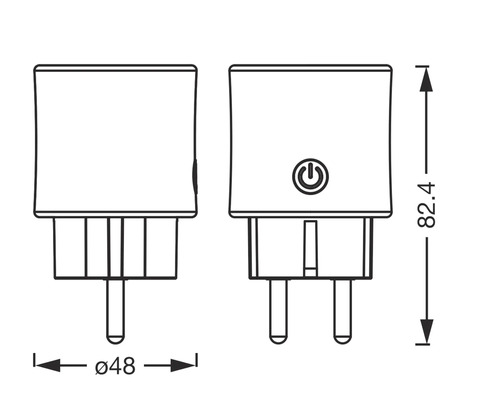 Afbeelding van een adapter met de afmetingen diameter 48 en hoogte 82.4
